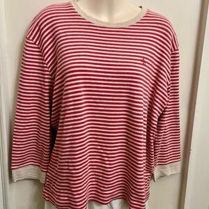 Ralph Lauren Red and White Stripes Pullover Sweater Blouse